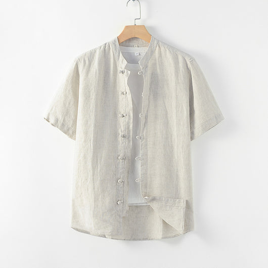 Camisa de Lino Manga Corta para Hombre - Comodidad Estival - Image 4
