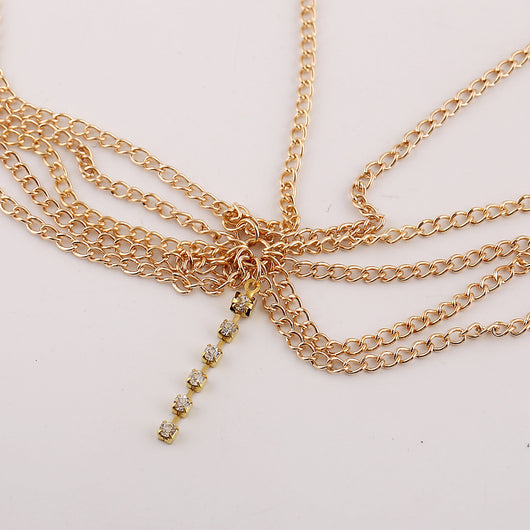 Cadena de Cabello Multicapa con Diamantes y Borlas Incrustados - Image 7