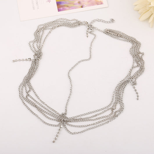 Cadena de Cabello Multicapa con Diamantes y Borlas Incrustados - Image 4