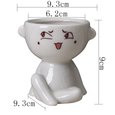 Maceta Decorativa de Cerámica con Forma de Cuerpo Humano para Suculentas - Image 9