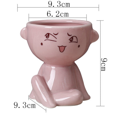 Maceta Decorativa de Cerámica con Forma de Cuerpo Humano para Suculentas - Image 11