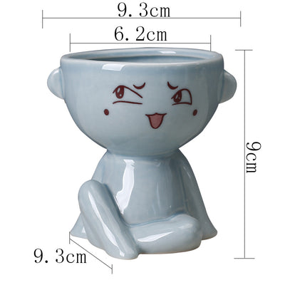 Maceta Decorativa de Cerámica con Forma de Cuerpo Humano para Suculentas - Image 2