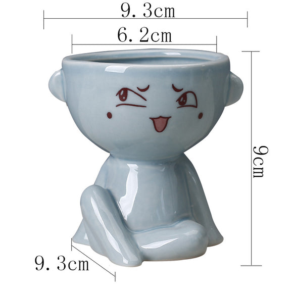 Maceta Decorativa de Cerámica con Forma de Cuerpo Humano para Suculentas