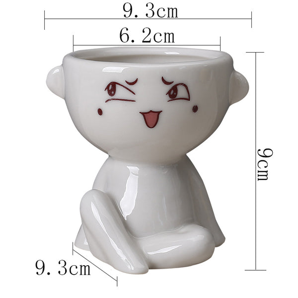 Maceta Decorativa de Cerámica con Forma de Cuerpo Humano para Suculentas - Image 4