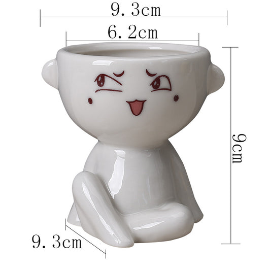 Maceta Decorativa de Cerámica con Forma de Cuerpo Humano para Suculentas - Image 4