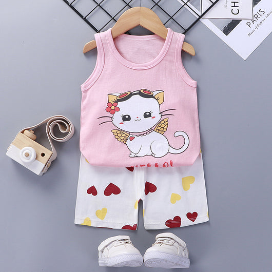 Conjunto de Shorts y Chaleco de Algodón para Niña - Verano Fresco