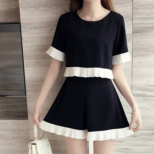 Conjunto de Dos Piezas para Mujer Talla Grande: Short Ancho y Blusa Suelta Ideal para Verano