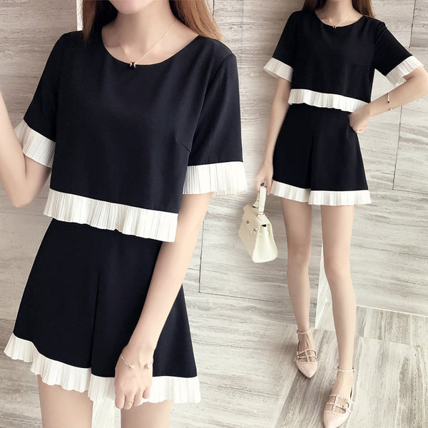 Conjunto de Dos Piezas para Mujer Talla Grande: Short Ancho y Blusa Suelta Ideal para Verano