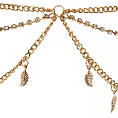 Diadema de Múltiples Capas con Cadenas, Hojas con Pedrería y Borlas - Image 7