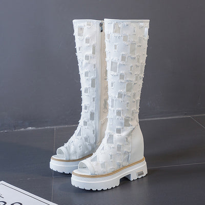 Botas Largas Canvas Rotas con Detalle Hueco Pez - Image 4
