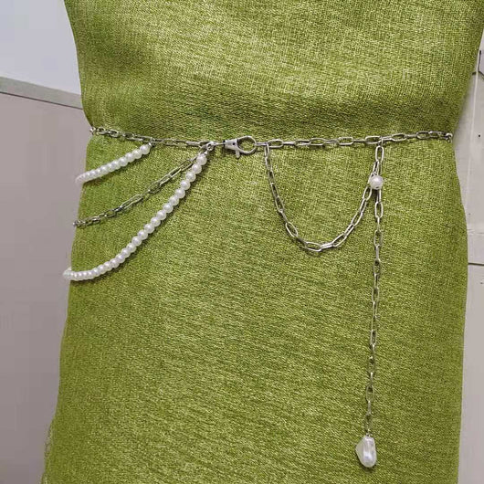 Vestido Elegante para Mujer con Cadena de Perlas en la Cintura - Image 7