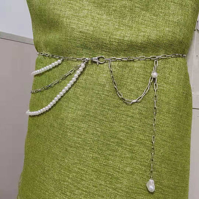 Vestido Elegante para Mujer con Cadena de Perlas en la Cintura - Image 5