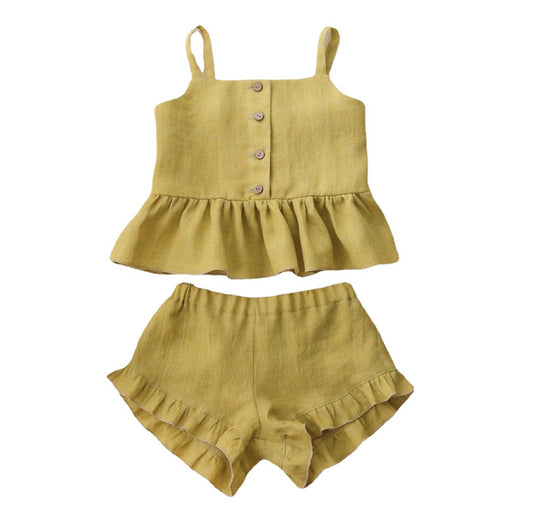 Conjunto de Verano para Bebé Niña - Top con Tirantes y Shorts Volantes - Image 2