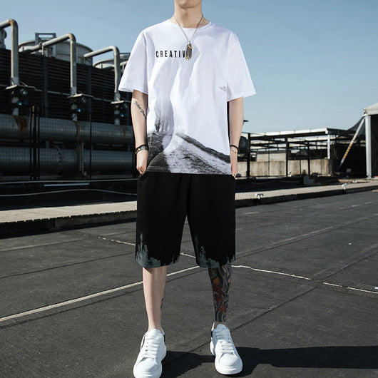 Camiseta Hombre Manga Corta Ice Silk Suelta y Cómoda