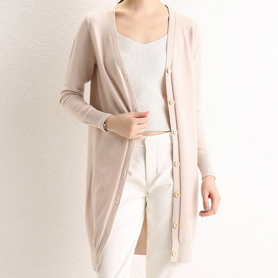 Cardigan Tejido Mujer Escote V Largo Medio Fino - Image 4