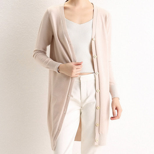 Cardigan Tejido Mujer Escote V Largo Medio Fino - Image 4