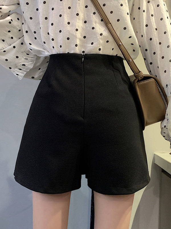 Pantalones Cortos de Lana Talle Alto Mujer - Diseño Irregular Holgado Primavera - Image 3