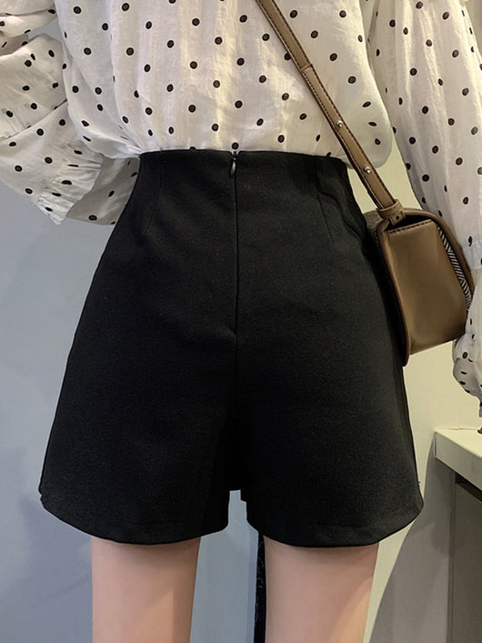 Pantalones Cortos de Lana Talle Alto Mujer - Diseño Irregular Holgado Primavera - Image 3