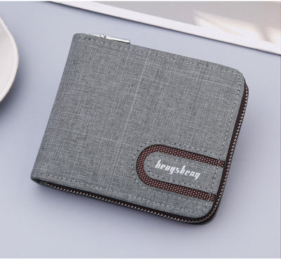 Billetera Compacta de Lona para Hombre con Múltiples Compartimentos y Cierre - Image 6