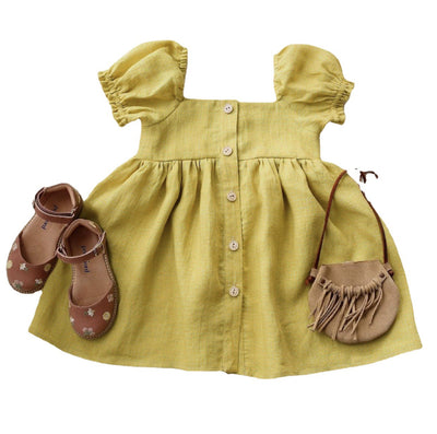 Vestido Princesa Niña con Mangas Abullonadas y Escote Cuadrado - Image 8