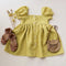 Vestido Princesa Niña con Mangas Abullonadas y Escote Cuadrado