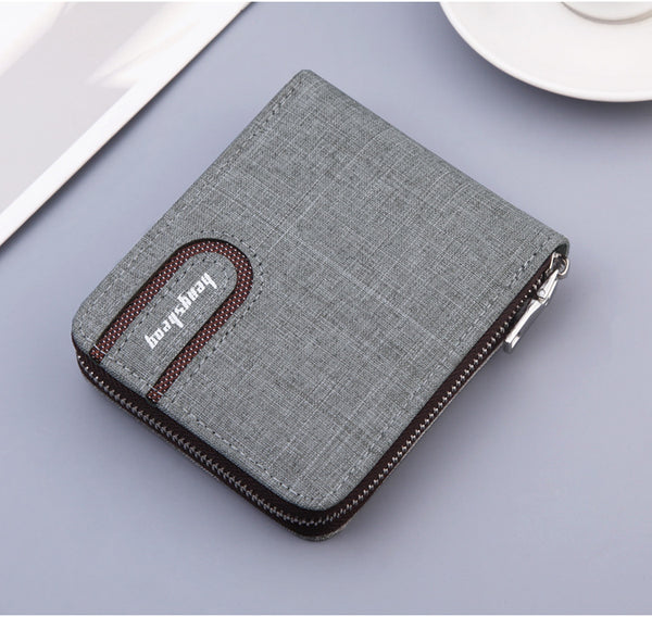 Billetera Compacta de Lona para Hombre con Múltiples Compartimentos y Cierre