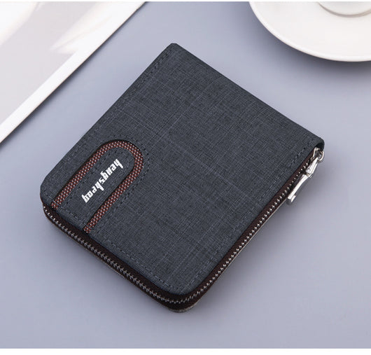 Billetera Compacta de Lona para Hombre con Múltiples Compartimentos y Cierre - Image 3
