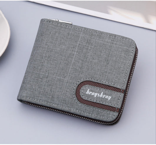 Billetera Compacta de Lona para Hombre con Múltiples Compartimentos y Cierre - Image 4
