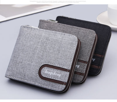 Billetera Compacta de Lona para Hombre con Múltiples Compartimentos y Cierre - Image 5