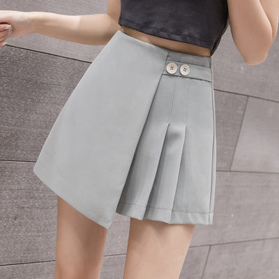 Falda Pantalón Talle Alto Plisada Verano Mujer Pierna Ancha Efecto Adelgazante - Image 3