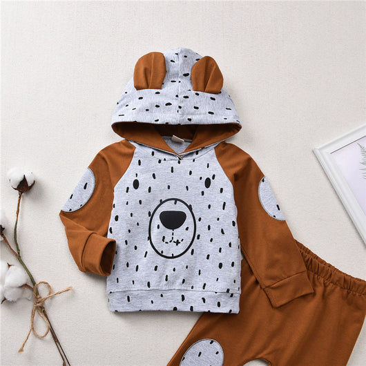 Conjunto Infantil Sudadera Estampada Osito Café con Pantalón - Image 3