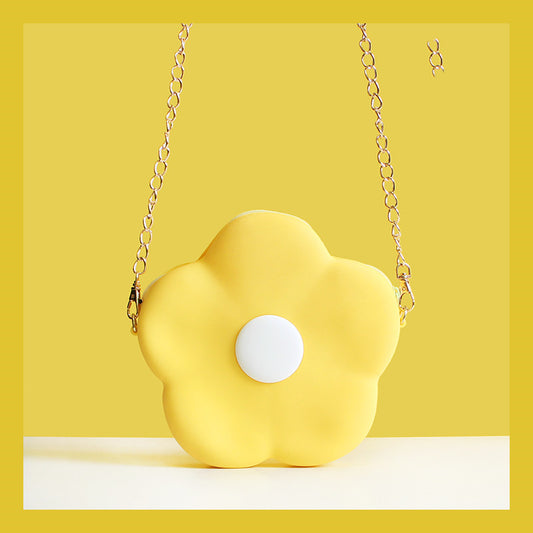 Bolsa Bandolera Pequeña para Niña con Cadena y Corazón Floral