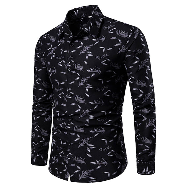 Camisa Estampada de Manga Larga para Hombre