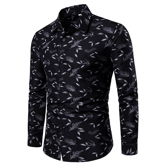 Camisa Estampada de Manga Larga para Hombre