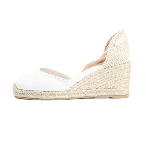 Sandalias Tipo Cuña con Suela Gruesa y Correa de Lino
