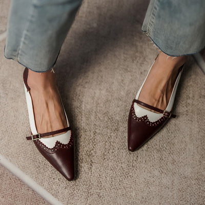 Zapatos Planos de Cuero Genuino para Mujer con Hebilla Metálica y Punta Afilada - Image 4