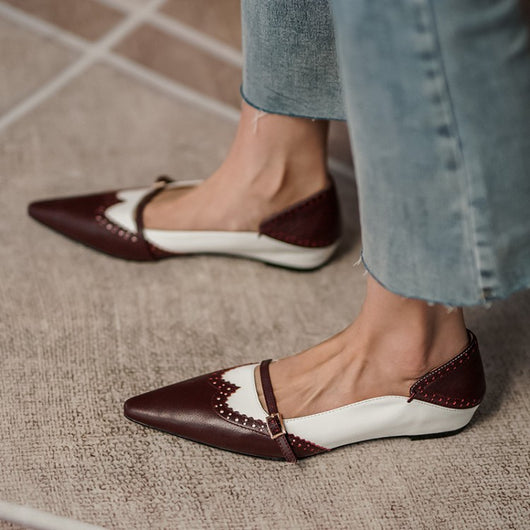 Zapatos Planos de Cuero Genuino para Mujer con Hebilla Metálica y Punta Afilada - Image 10