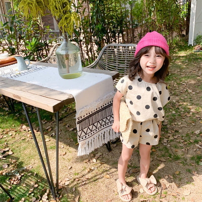 Vestido Infantil con Mangas Abullonadas y Lunares para Niñas Pequeñas - Image 8