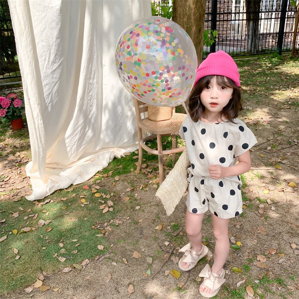 Vestido Infantil con Mangas Abullonadas y Lunares para Niñas Pequeñas - Image 4