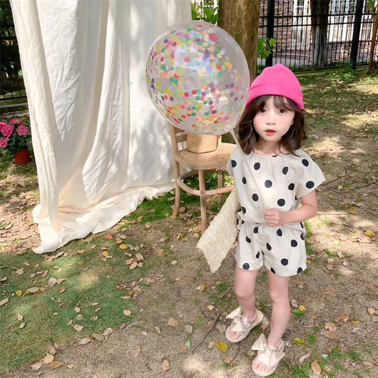 Vestido Infantil con Mangas Abullonadas y Lunares para Niñas Pequeñas - Image 4