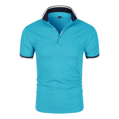 Polo Manga Corta Hombre Color Sólido con Cuello - Image 7