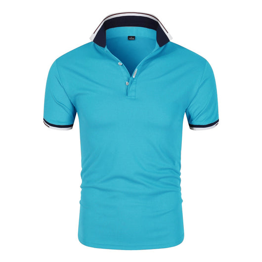 Polo Manga Corta Hombre Color Sólido con Cuello - Image 7