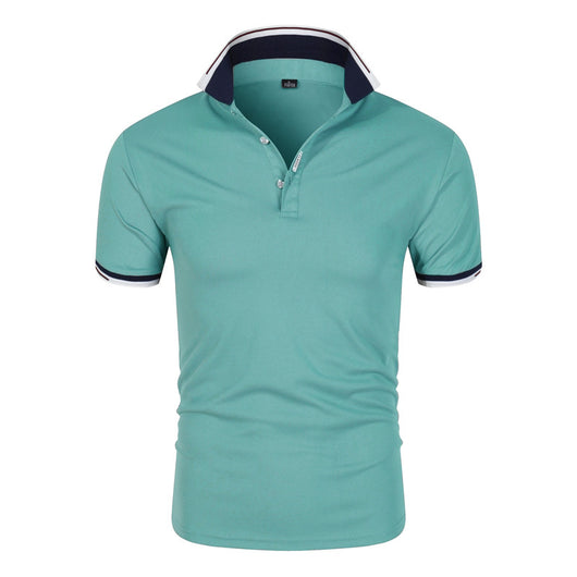 Polo Manga Corta Hombre Color Sólido con Cuello - Image 8