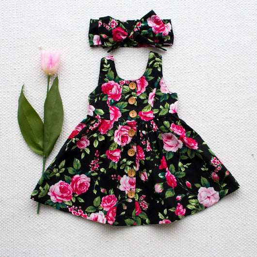 Vestido Infantil Floral con Banda para el Cabello - Image 11