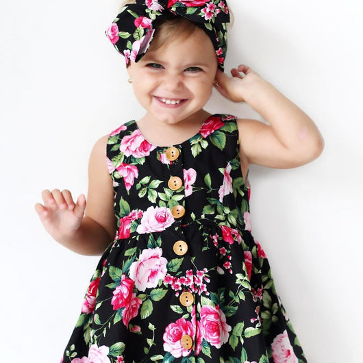 Vestido Infantil Floral con Banda para el Cabello - Image 10