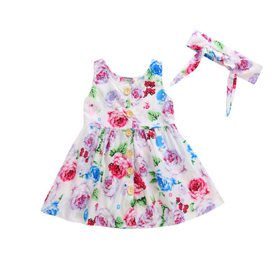 Vestido Infantil Floral con Banda para el Cabello - Image 8