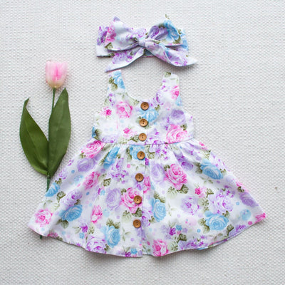 Vestido Infantil Floral con Banda para el Cabello - Image 2
