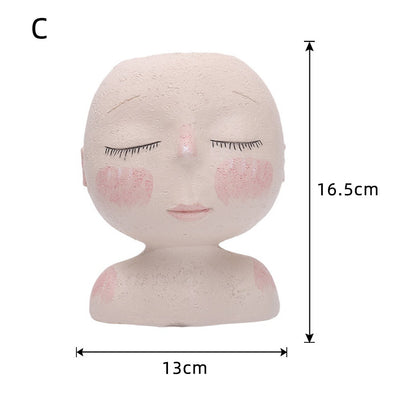 Maceta Decorativa Cabeza de Niña con Flores - Jardín Nórdico de Escritorio - Image 7
