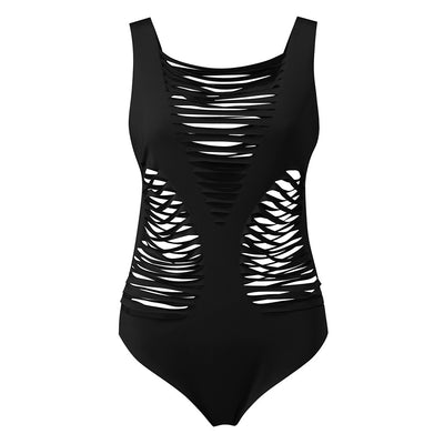 Traje de Baño Calado Sexy de Una Pieza con Detalles Quemados - Image 4