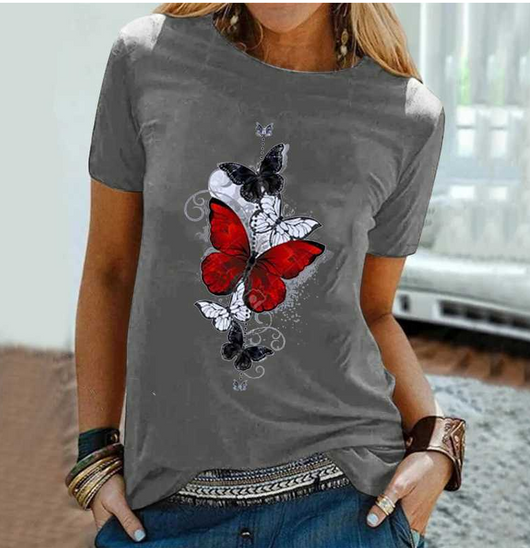 Blusa Estampado Mariposas Manga Corta Holgada - Image 9